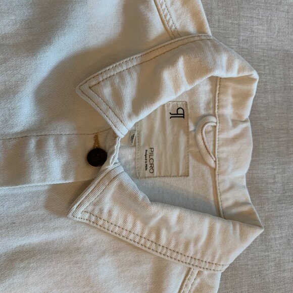 Anthropologie Pilcro Western Denim Boyfriend Jacket - Cream, Size L - Picture 5 of 8